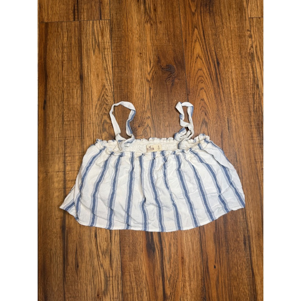 Hollister California Blue White Striped Smocked Crop Top Camisole Small